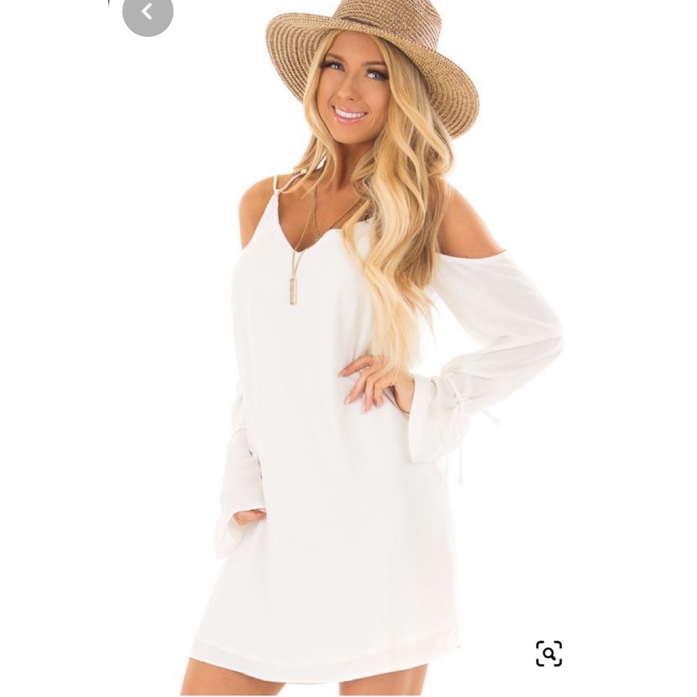 Naked Zebra-Cold shoulder tie sleeve dress